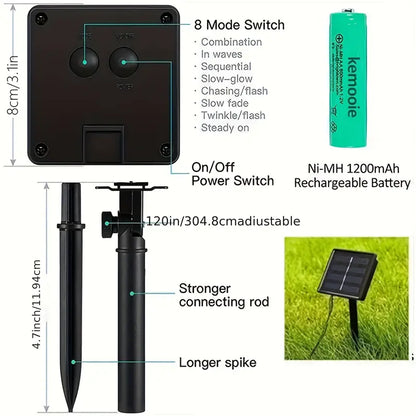 Solar String Lights - 1-Pack Copper Wire Fairy Lights