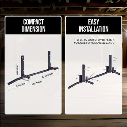 Wall-Mounted Stainless Steel Pull-Up Bar Black