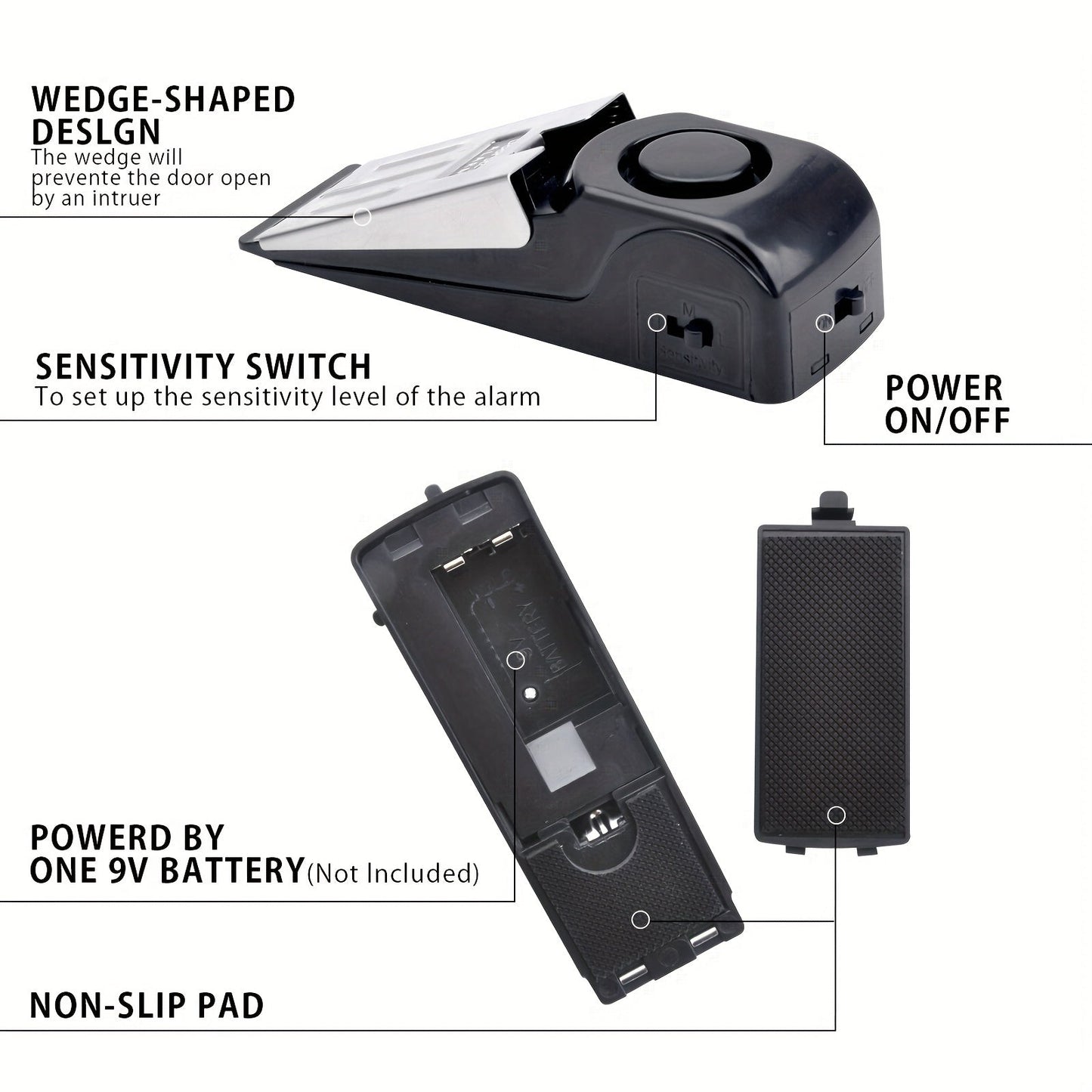 Door Stop Alarm Anti-Theft Security (2pcs)