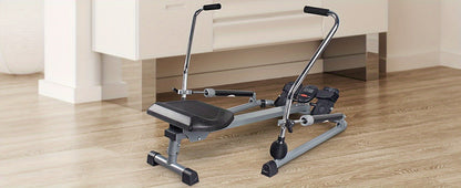 Foldable Rowing Machine with LCD Monitor - Fitness Trainer(Grey)