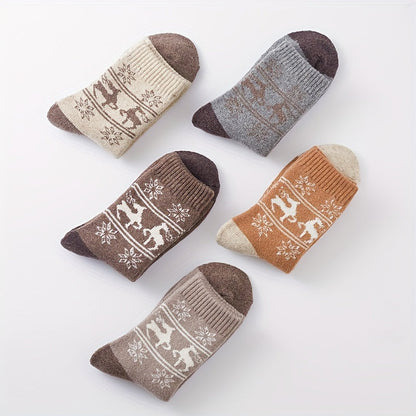 Women's Thermal Wool Christmas Socks (5 Pairs)