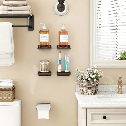 Classic Floating Wooden Storage Shelves Set (4pcs) - Black