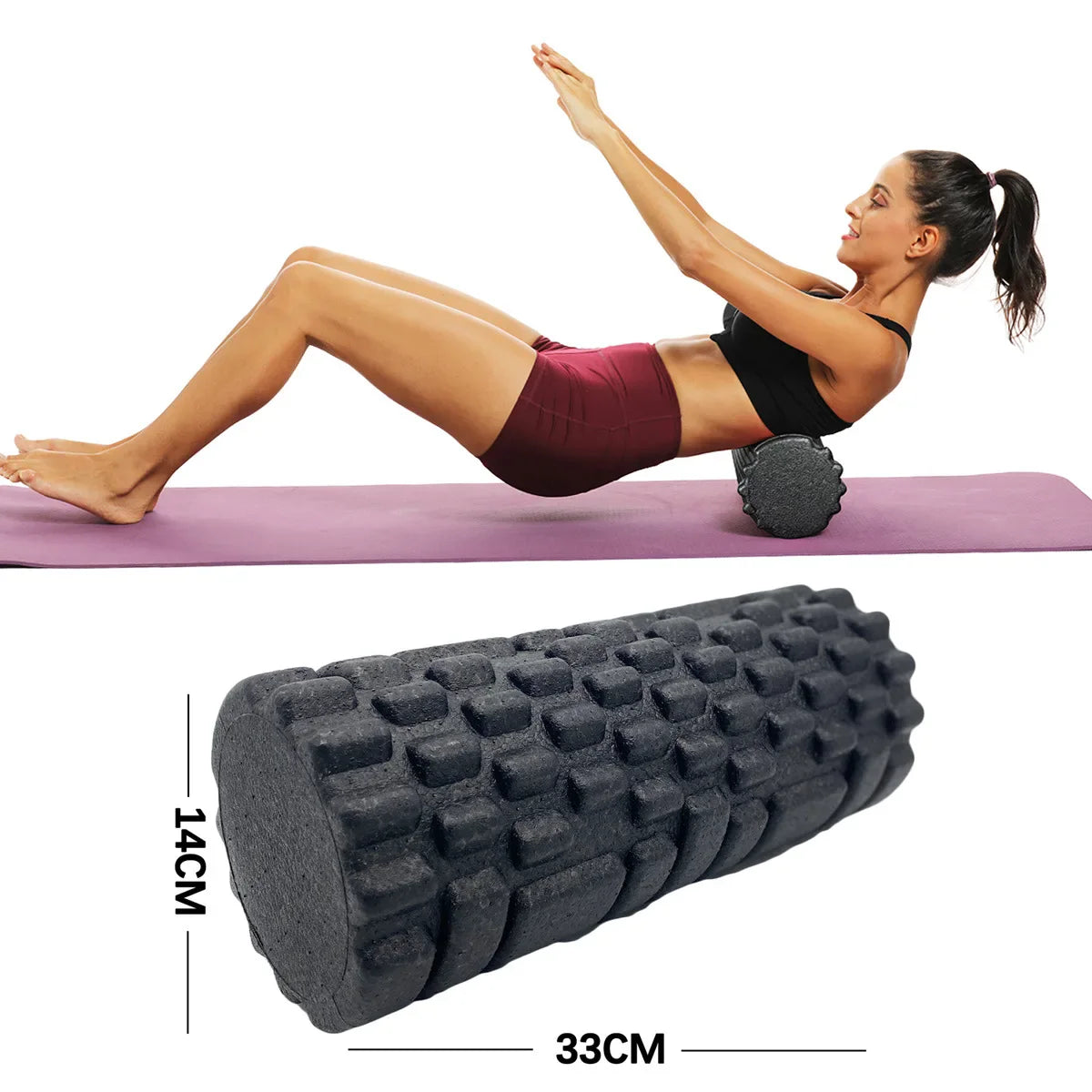 High-Density EPP Foam Roller – 33cm Black