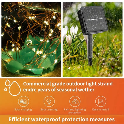 Solar-Powered Sparkle: Christmas Copper Wire String Lights