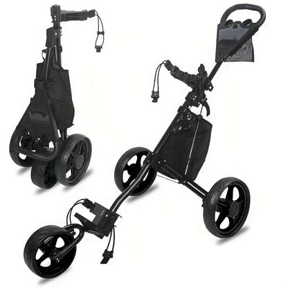 Quick-Fold 3-Wheel Golf Push Cart Black