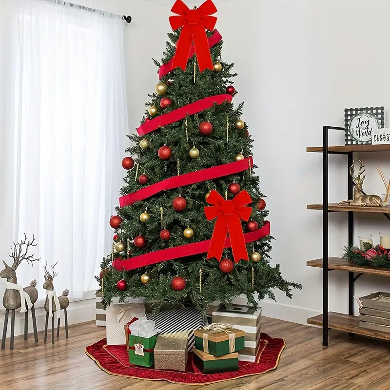 5pcs 33.02cm Red Velvet Christmas Wreath Bow