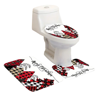 Jolly Tree-Themed Bathroom Ensemble: 4-Piece Festive Christmas Delight