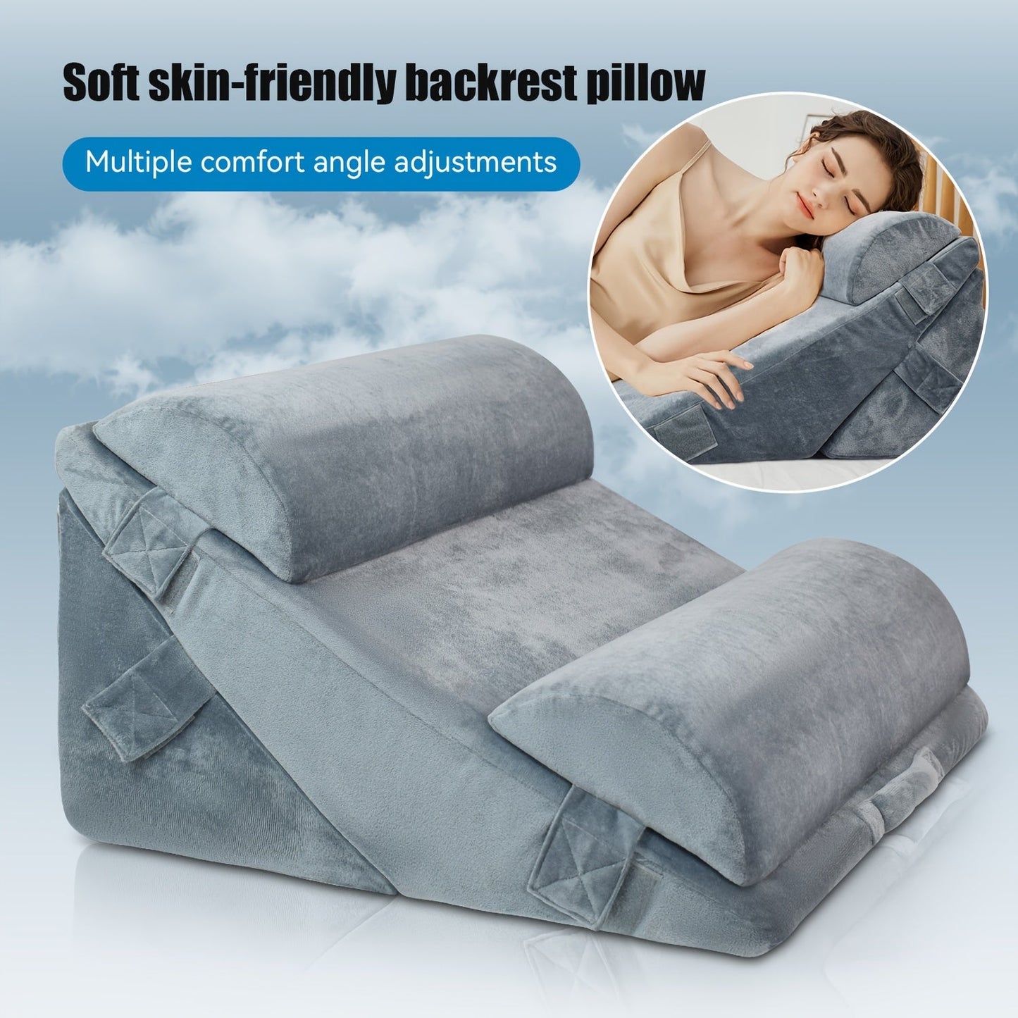 Wedge Pillow Set for Sleep Support (4pcs)