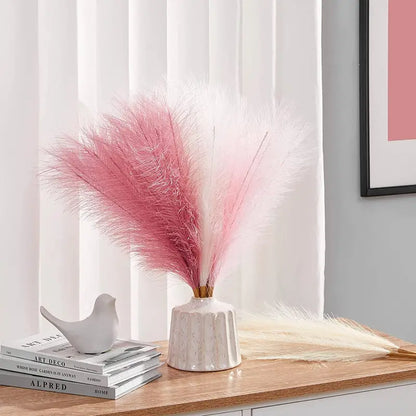 Set of 3 Artificial Pampas Grass Stems (43.18cm) - Blush, Cream & Pink Gradient