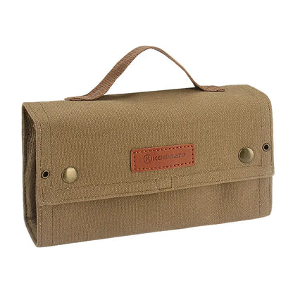 Outdoor Seasoning Bottles Set - Khaki Canvas Bag for Camping & BBQ