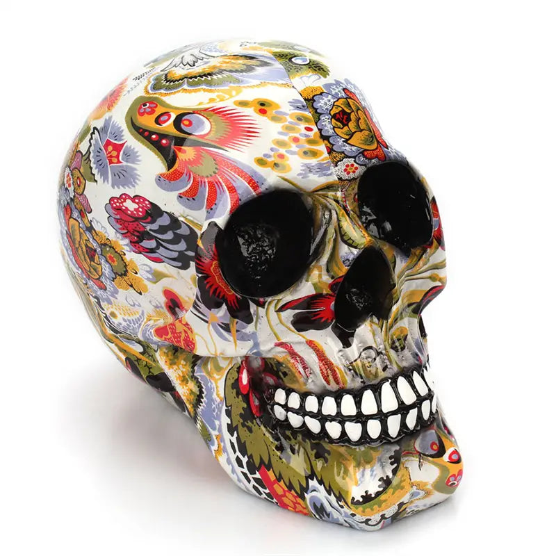 Skull Decoration – Vibrant Resin Flower Art Deco
