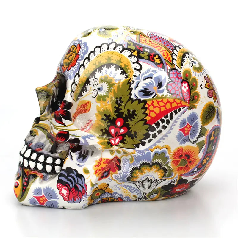 Skull Decoration – Vibrant Resin Flower Art Deco
