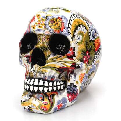 Skull Decoration – Vibrant Resin Flower Art Deco