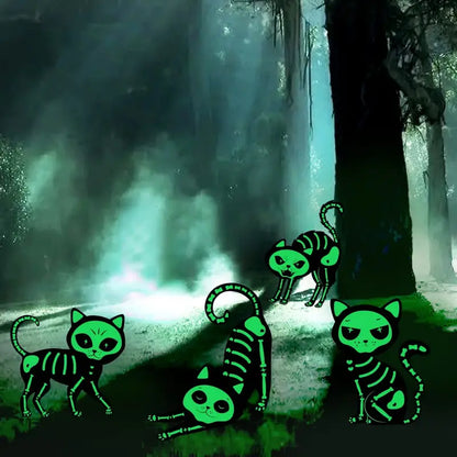 Midnight Guardian: 4pcs Black Cat Silhouette Yard Sign with Stakes