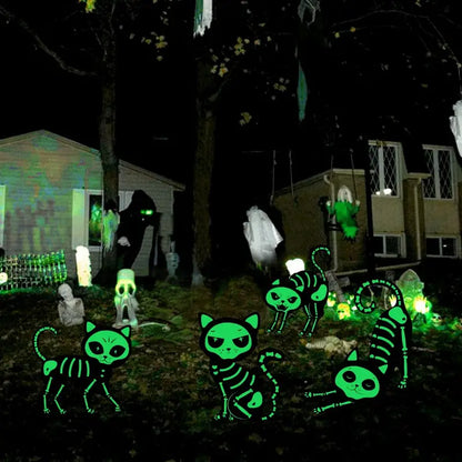 Midnight Guardian: 4pcs Black Cat Silhouette Yard Sign with Stakes