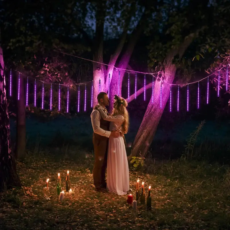 Galactic Glow: Purple Christmas Solar Meteor Shower Lamp