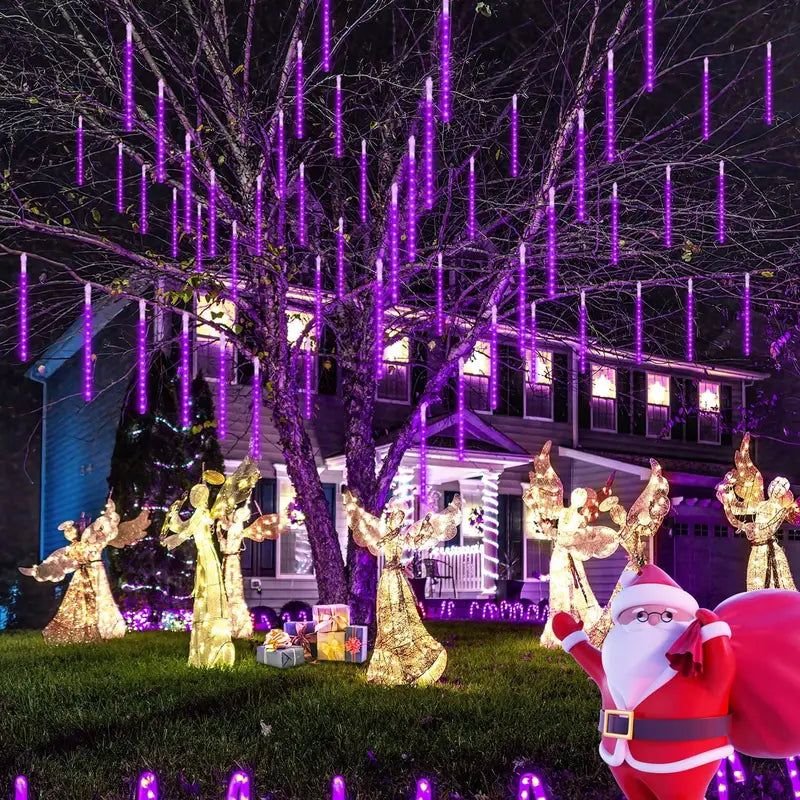 Galactic Glow: Purple Christmas Solar Meteor Shower Lamp