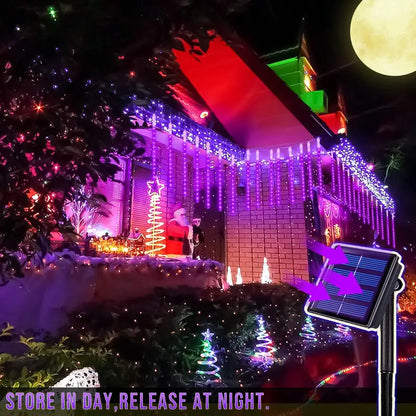 Galactic Glow: Purple Christmas Solar Meteor Shower Lamp