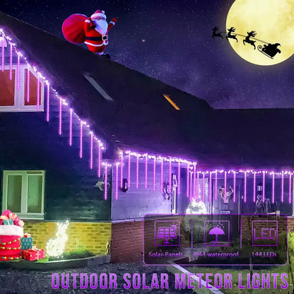 Galactic Glow: Purple Christmas Solar Meteor Shower Lamp