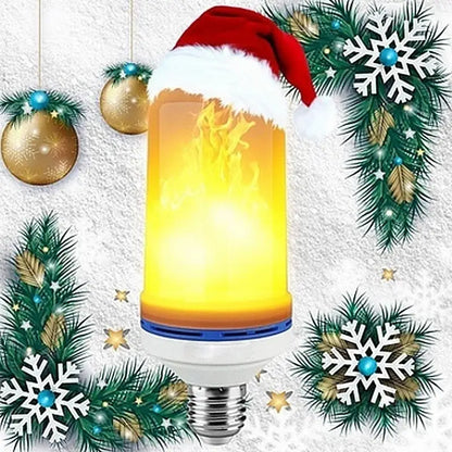 Twinkling Yuletide Flames: 4pc LED Christmas Light Bulb Set