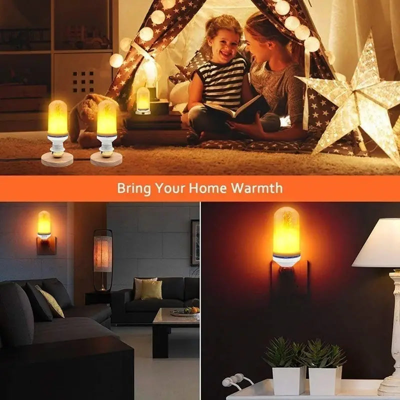 Twinkling Yuletide Flames: 4pc LED Christmas Light Bulb Set