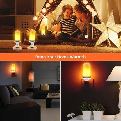 Twinkling Yuletide Flames: 4pc LED Christmas Light Bulb Set