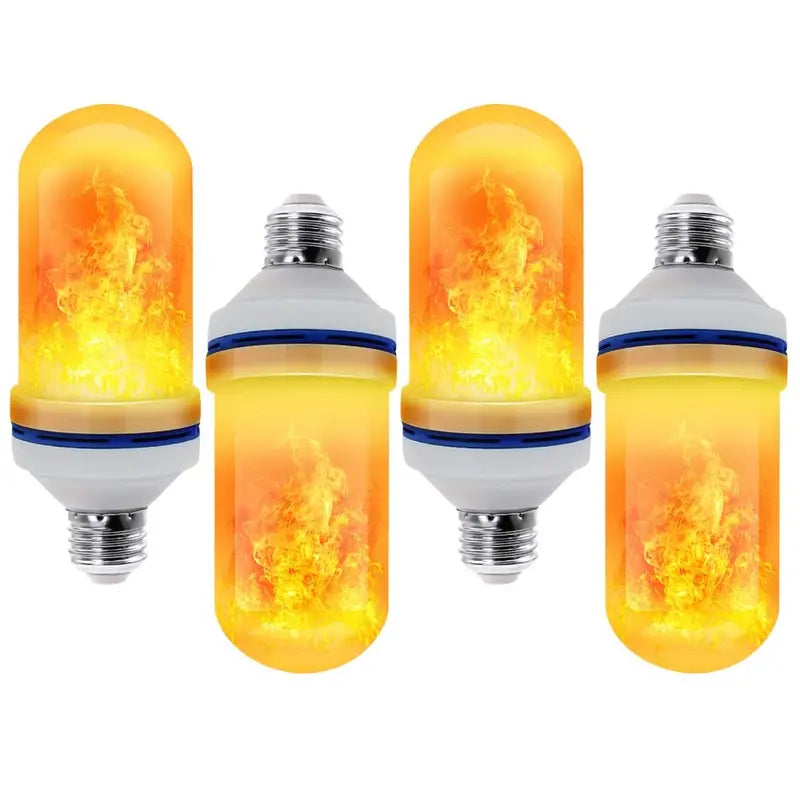 Twinkling Yuletide Flames: 4pc LED Christmas Light Bulb Set