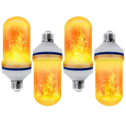 Twinkling Yuletide Flames: 4pc LED Christmas Light Bulb Set