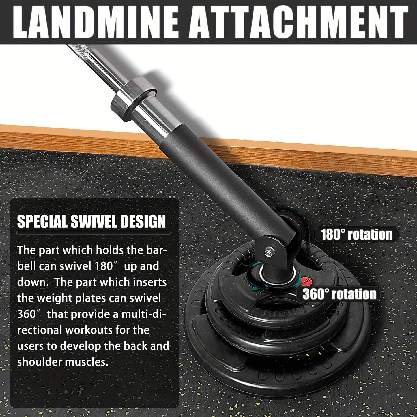 Heavy Duty T-Bar Row Barbell Attachment - High-Quality Iron(Black)