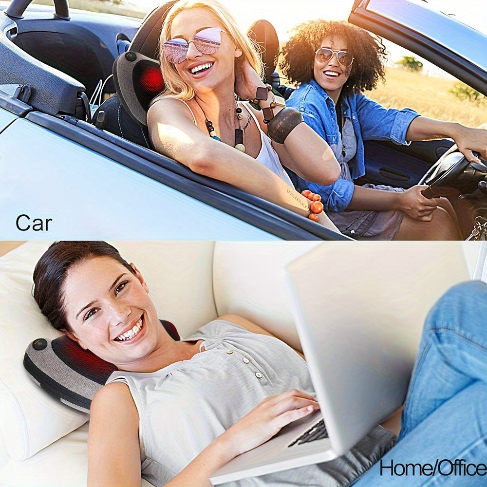 Electric Shiatsu Massage Pillow with Heat – Deep Tissue Kneading(Grey)