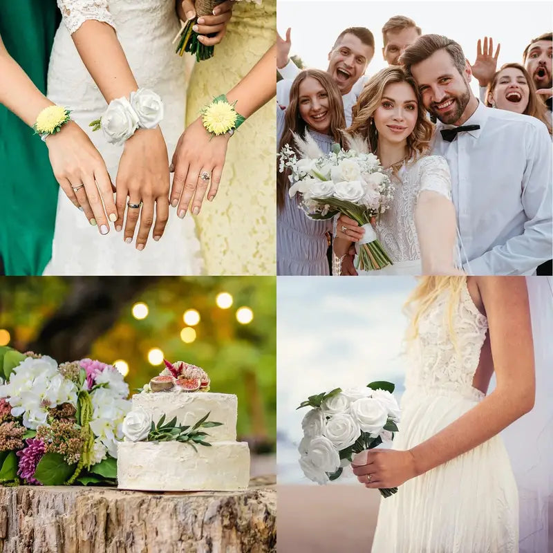 50-Piece Realistic Foam Rose Wedding Set - White Artificial Flowers