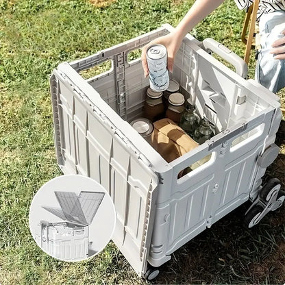 50L Folding Shopping Cart for Picnics, Camping, and Market Stalls - Gray