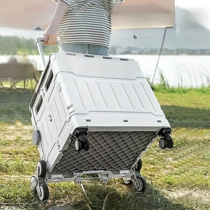 50L Folding Shopping Cart for Picnics, Camping, and Market Stalls - Gray