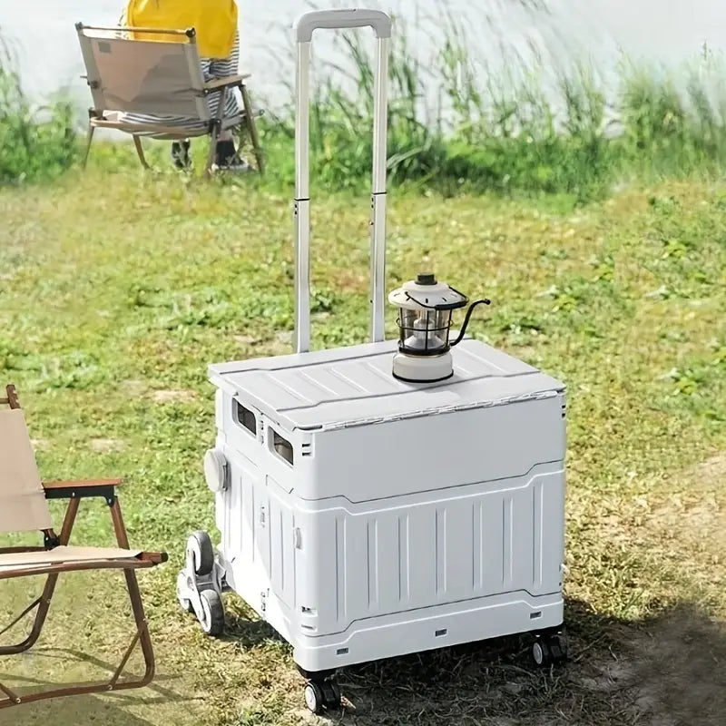 50L Folding Shopping Cart for Picnics, Camping, and Market Stalls - Gray