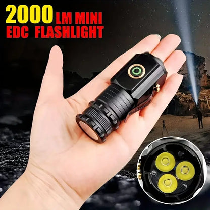2000LM USB Rechargeable LED Flashlight - 5 Modes, Waterproof, Lightweight