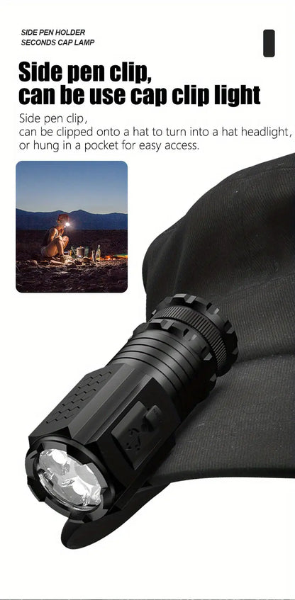 2000LM USB Rechargeable LED Flashlight - 5 Modes, Waterproof, Lightweight