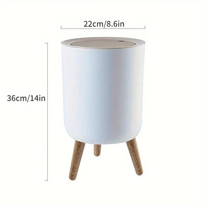 Primo Supply Nordic Trash Can with Legs - Free-Standing Push Top Waste Basket (1pc, White)