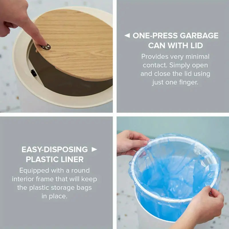 Primo Supply Nordic Trash Can with Legs - Free-Standing Push Top Waste Basket (1pc, White)