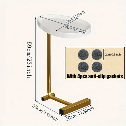 Casual White and Golden Small Coffee Table with Lightweight Design