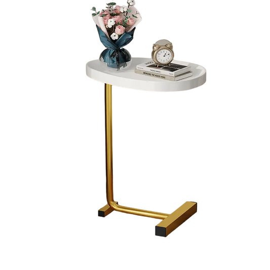 Casual White and Golden Small Coffee Table with Lightweight Design