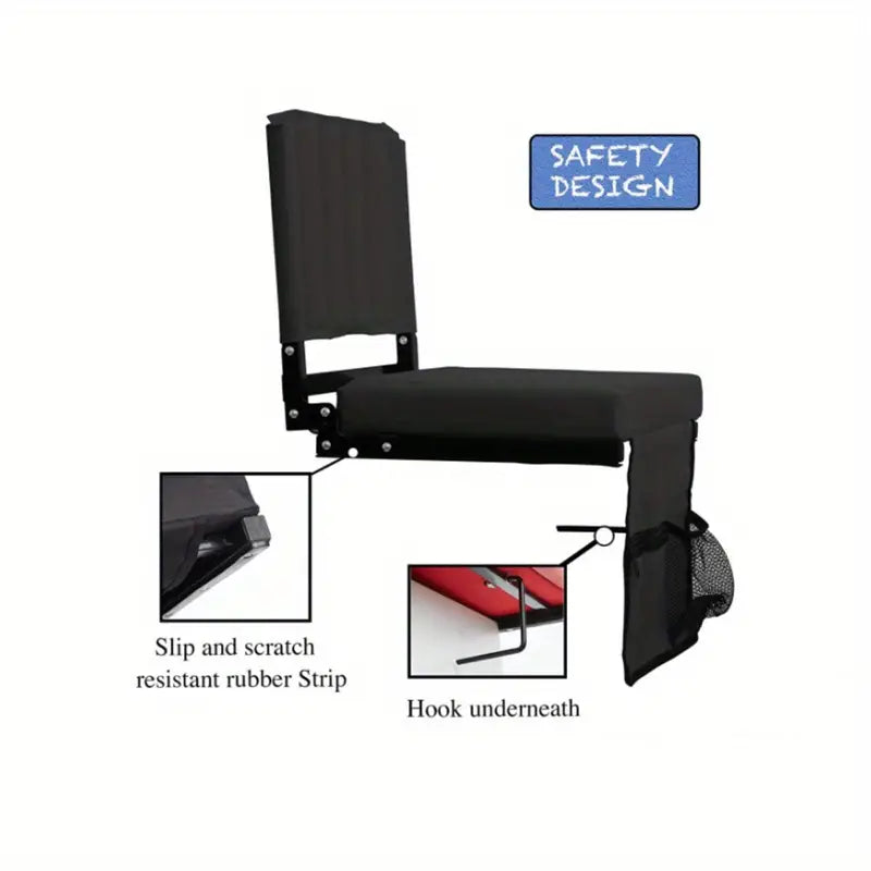 Portable Outdoor Stand Sports Seat with Back Support and Wide Cushion