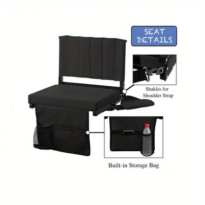 Portable Outdoor Stand Sports Seat with Back Support and Wide Cushion
