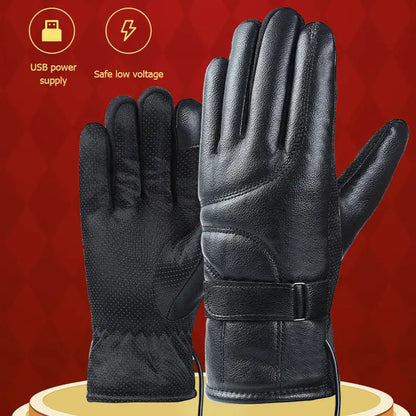 Winter Warm USB Heated Gloves - Touch Screen, Waterproof, Black