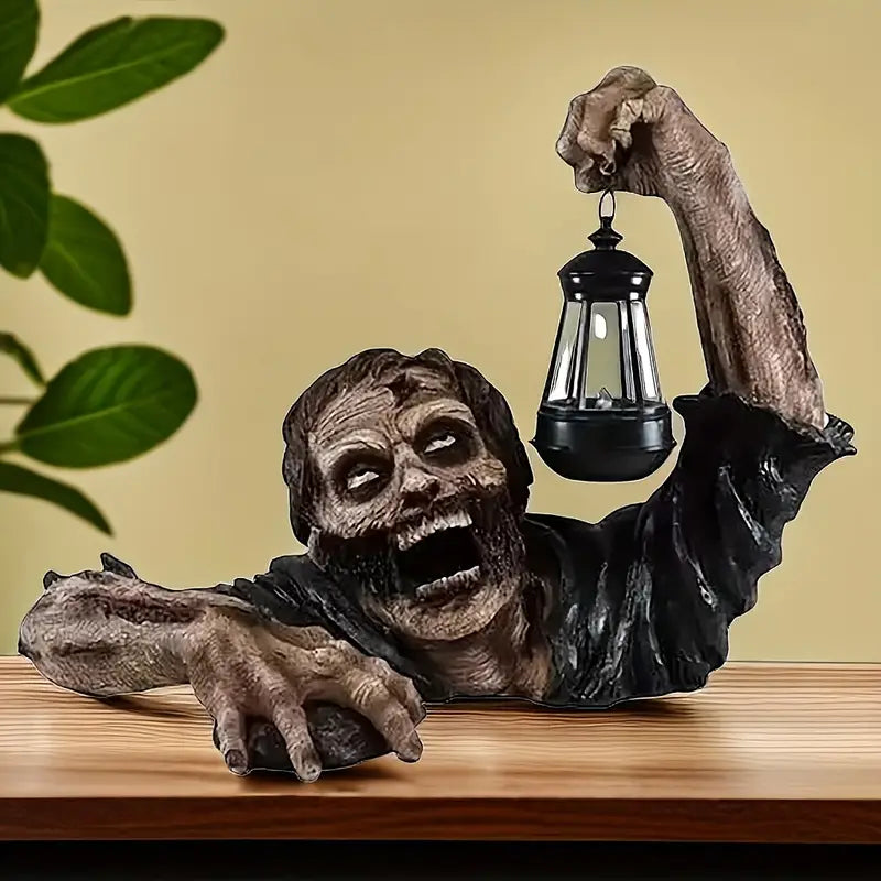 Undead Illumination: Zombie Garden Statue with Lamp