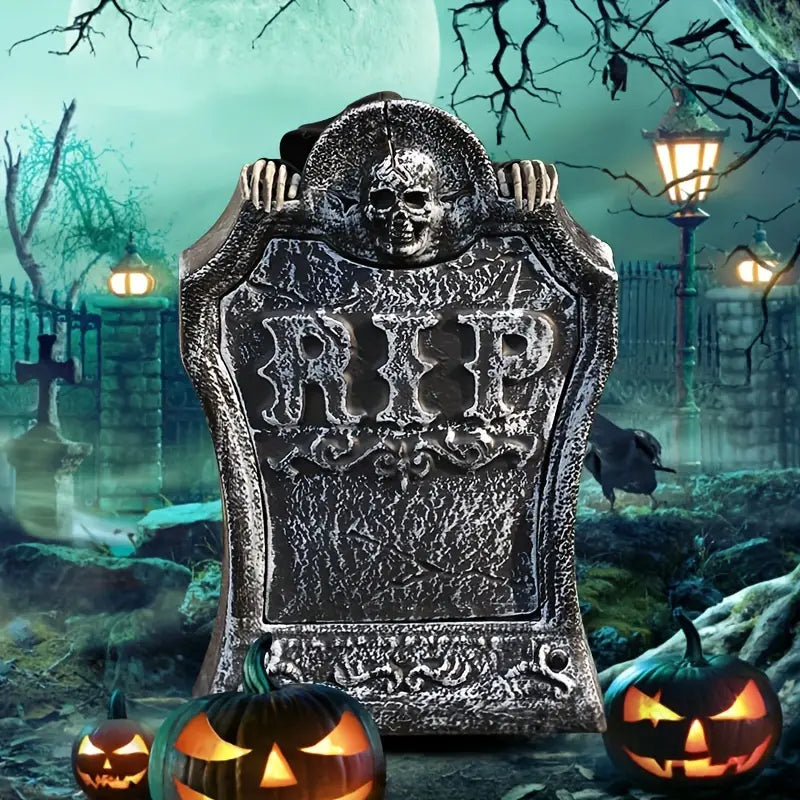 Haunted Resin Tombstone: Illuminated Graveyard Décor with LED Lights