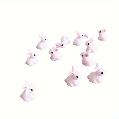 10pcs Miniature Easter Rabbit Figurine Resin Bunny Decor