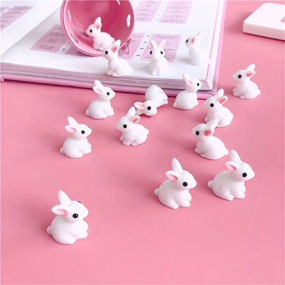 10pcs Miniature Easter Rabbit Figurine Resin Bunny Decor