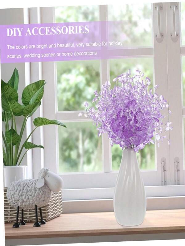 50-Piece Purple Crystal Droplet Bouquet | Home & Party Decoration Set