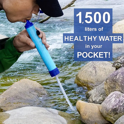 Outdoor Survival Straw Water Filter Bottle - Portable Emergency Purifier