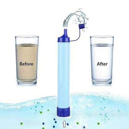 Outdoor Survival Straw Water Filter Bottle - Portable Emergency Purifier
